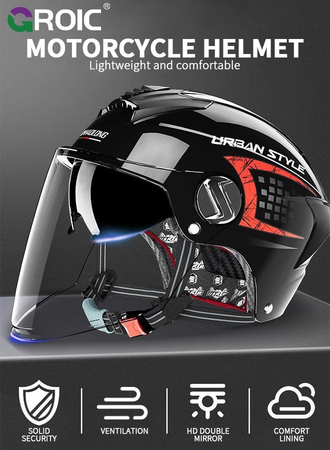 GROIC Motorcycle Helmet,Matte Black Dual Visor Urban Style, Helmet for Street and Track Riders, Ventilation and Safety Design, Lightweight Helmet for Men and Women,  Motorbike and Electric Bike Riding - Image 2